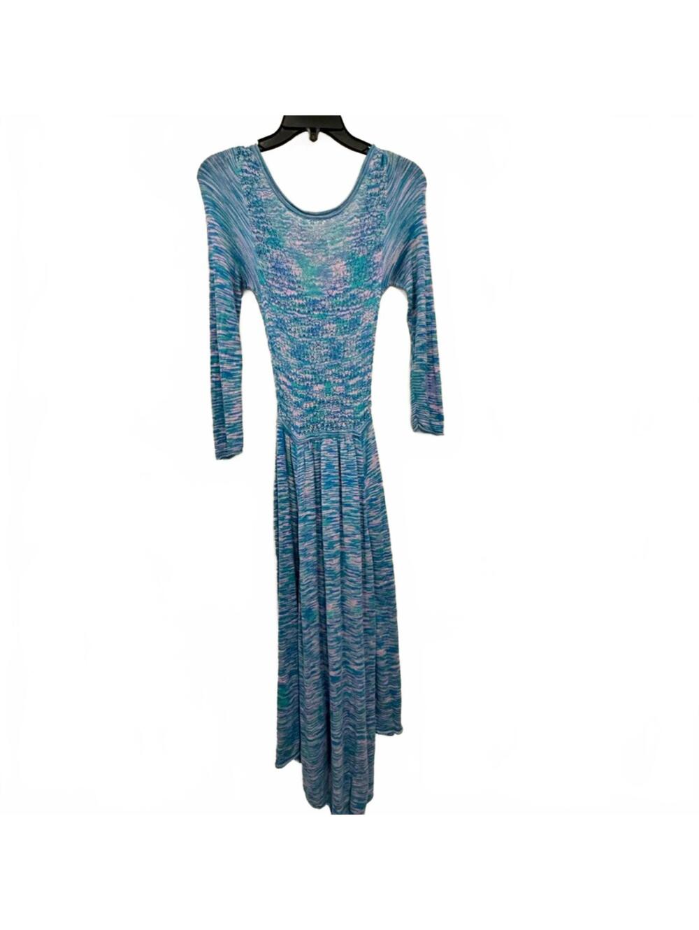 Free People Blue Green Space Dyed Henley Midi Long Sweater Cardigan- Size XS - Picture 4 of 7
